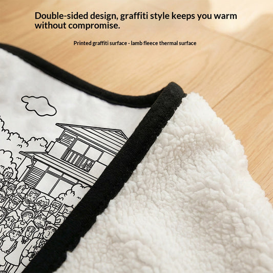 Doodle Blanket double-sided design: coloring surface and fleece back