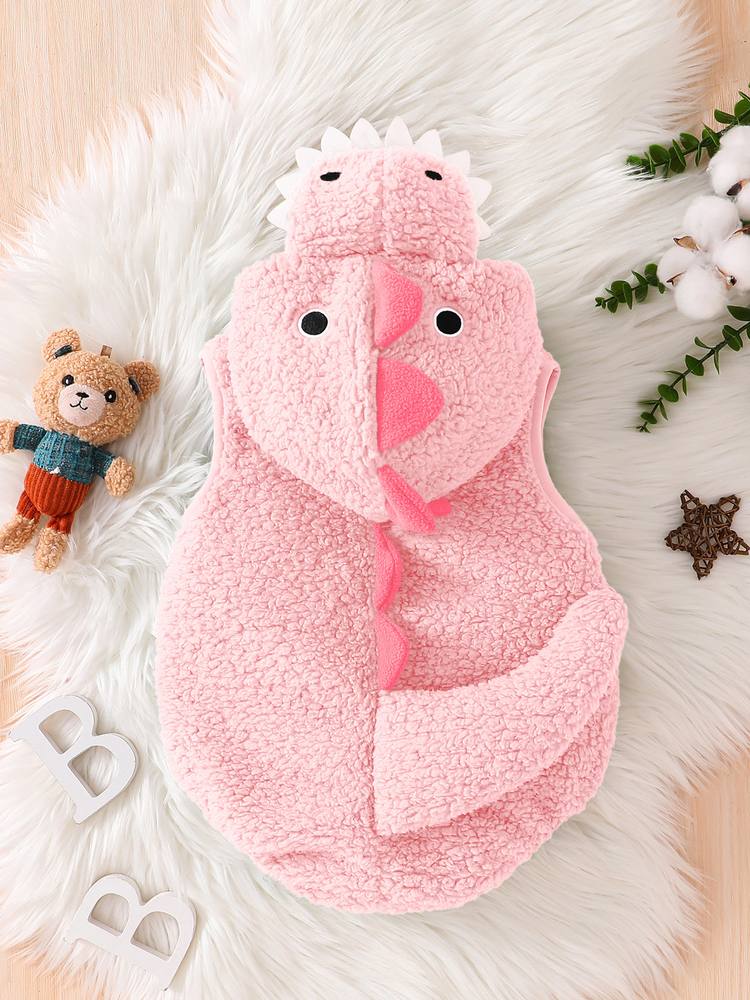 Pink baby dinosaur costume romper from the back, with pink spikes and a tail